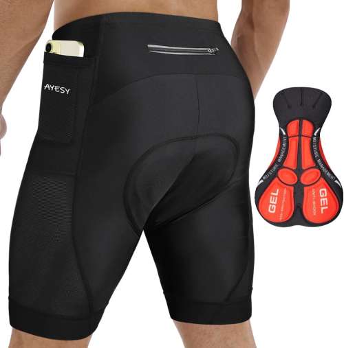 Cycling Shorts Mens, 3D Gel Padded MTB Bike Shorts with Pockets, Anti-Slip Leg Grips Breathable & Adsorbent Outdoor Bicycle Pants