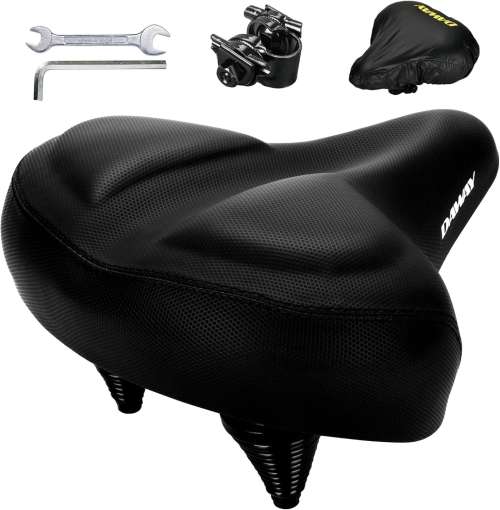 DAWAY C40 Ultra Comfortable Oversized Bike Seat - Memory Foam Padded, Extra Wide Bicycle Saddle, Ergonomic Replacement Cushion for Men Women - Fits for Peloton, Cruiser, Mountain, Road, Exercise Bikes