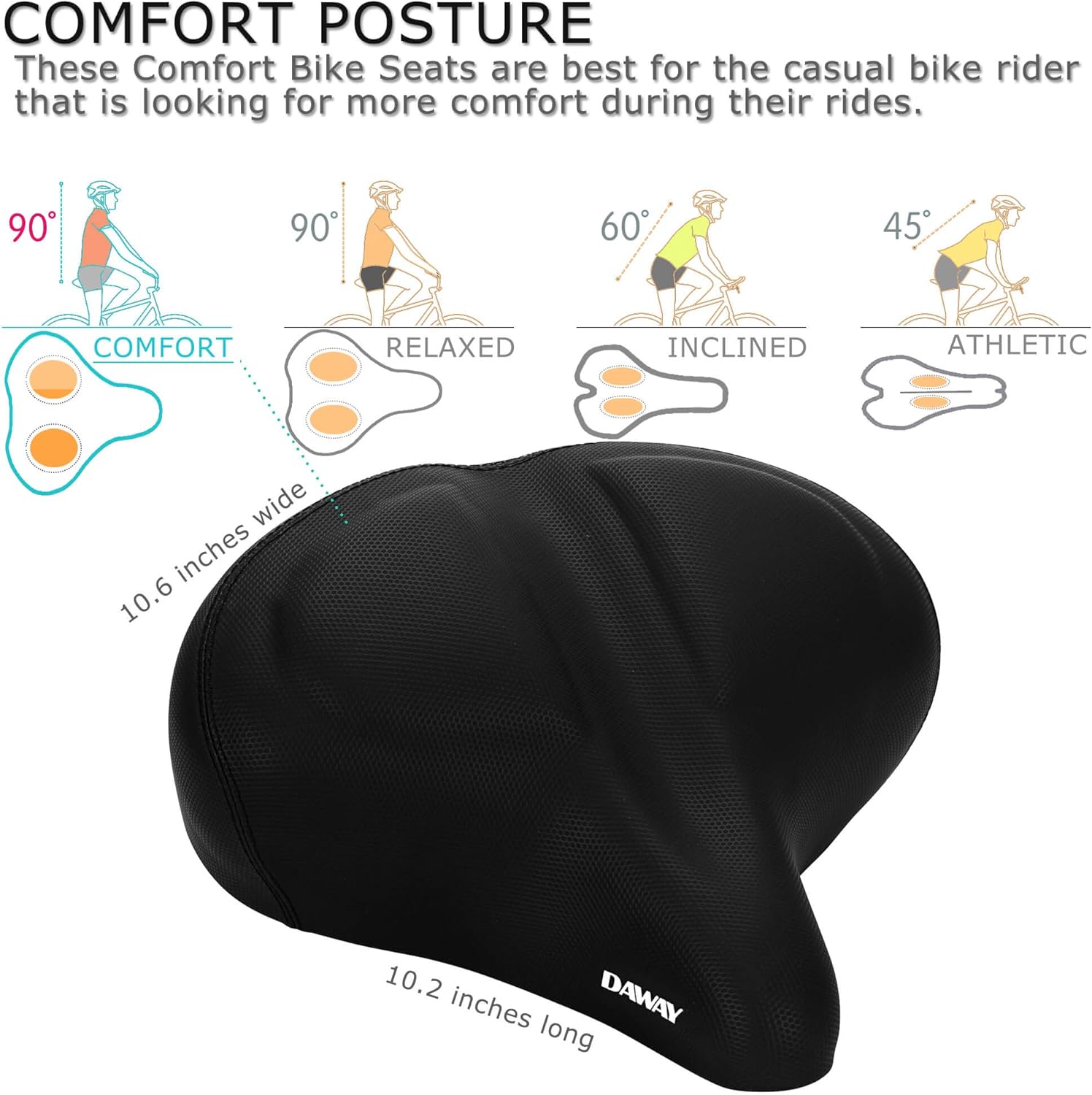 DAWAY C40 Ultra Comfortable Oversized Bike Seat - Image 2