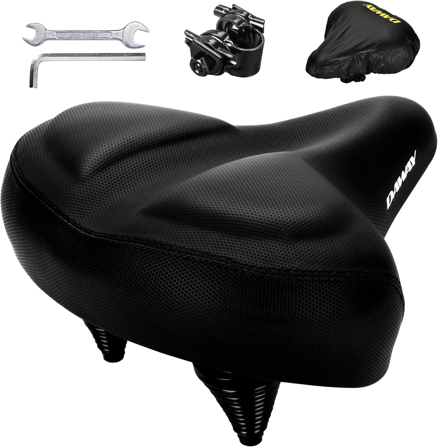 DAWAY C40 Ultra Comfortable Oversized Bike Seat - Memory Foam Padded, Extra Wide Bicycle Saddle, Ergonomic Replacement Cushion for Men Women - Fits for Peloton, Cruiser, Mountain, Road, Exercise Bikes