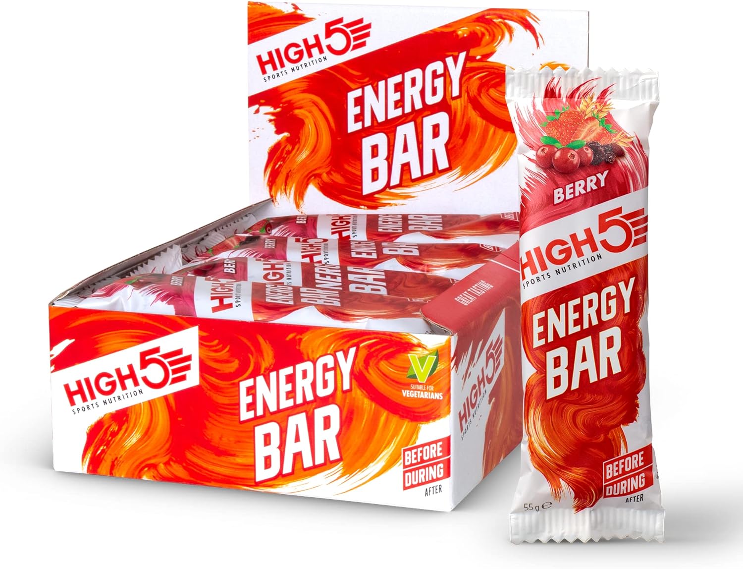 HIGH5 Energy Bars for Running & Cycling, with Real Fruits, Berry, 12 x 55g