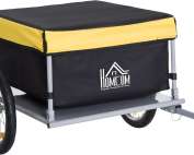 HOMCOM Bicycle Cargo Trailer, Two-Wheel Bicycle Large Cargo Wagon Trailer Oxford Fabric, Folding Storage, & Removable Cover, Yellow