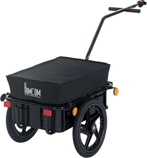 HOMCOM Bicycle Trailer Cargo Jogger Stroller with Towing Bar in Black