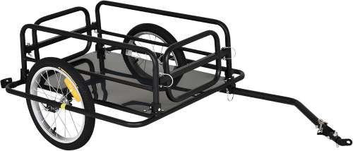 HOMCOM Bike Trailer Cargo Steel Frame Bicycle Storage Carrier Hitch Black