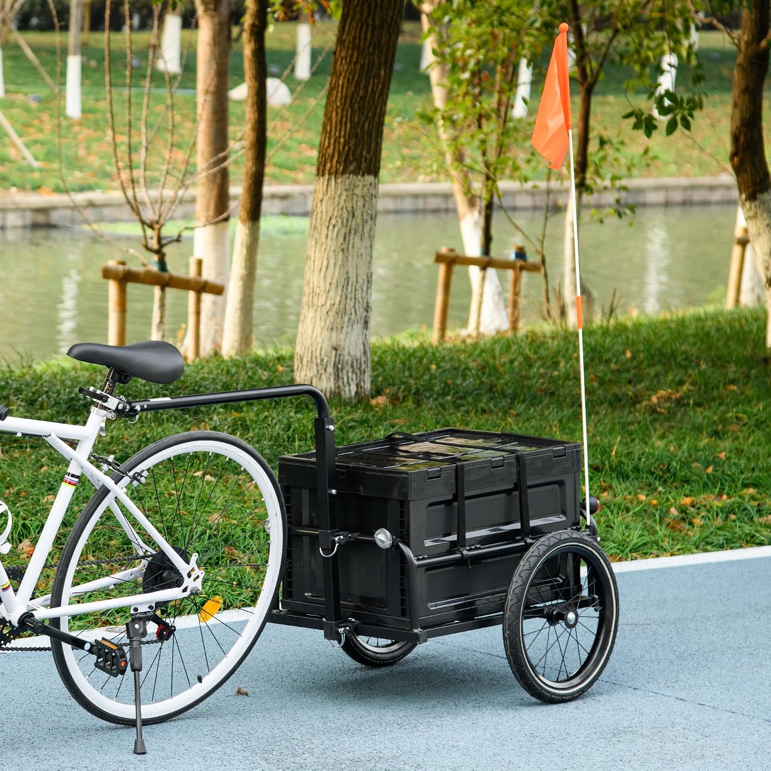 HOMCOM Bike Trailer with 65L Foldable Storage Box - Image 2