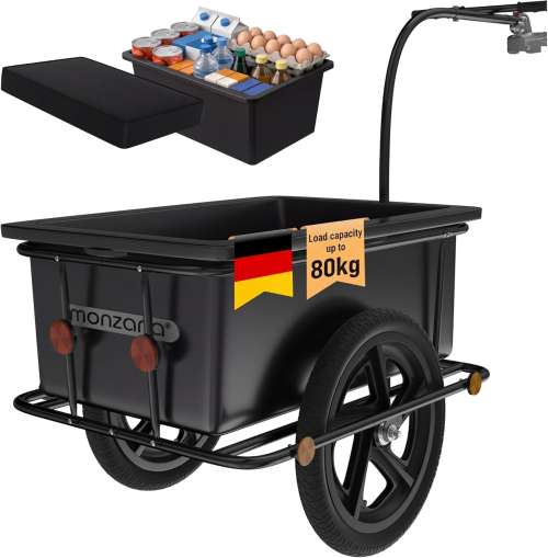 MONZANA® Bike Trailer, Mobility Scooter Trailer, with Black 90L Tub & Cover