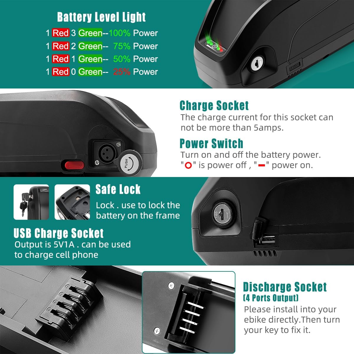 R TEAM Ebike Battery 48v 13AH with Charger - Image 2