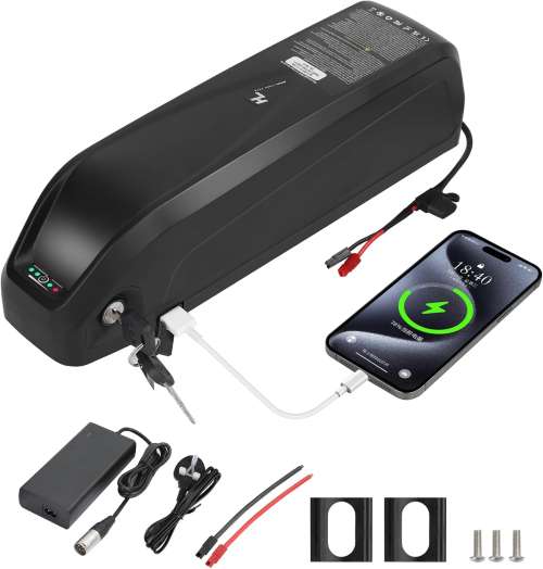 R TEAM Ebike Battery 48v 15AH with Charger, USB Port, Lithium Electric Bike Battery for 30A 20A 17A Controller Motor (Bafang, AW, most ebike conversion kit)