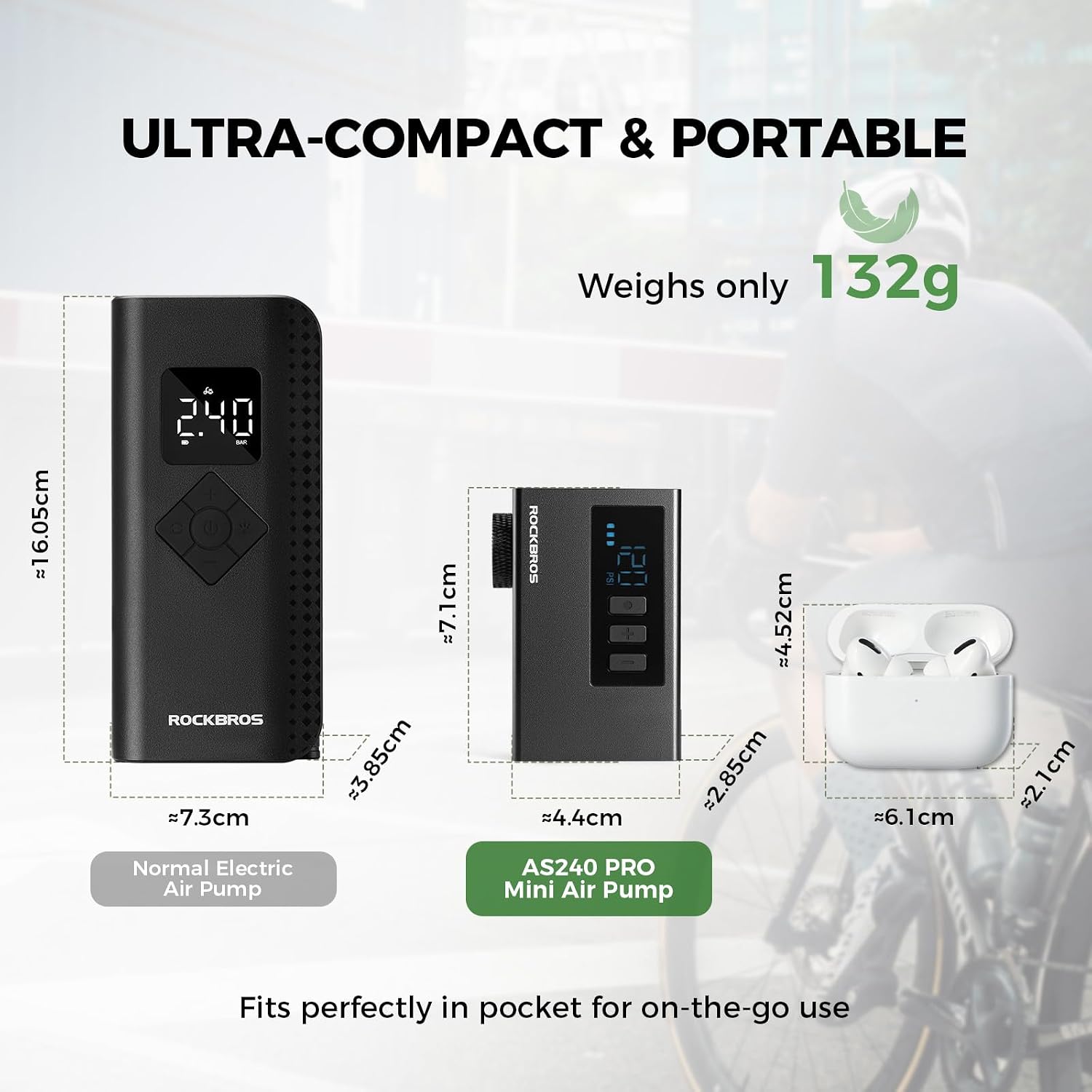 ROCKBROS Bicycle Repair Tool and Tiny Electric Bike Pump - Image 2