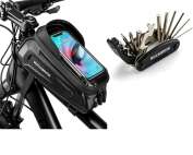 ROCKBROS Bike Ready Bundle – 16-in-1 Multi-Tool + Waterproof Hard Shell Top Tube Bag with Touchscreen Phone Case
