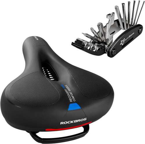 ROCKBROS Comfort & Repair Bundle – Ergonomic Bike Saddle + 16-in-1 Multi-Tool