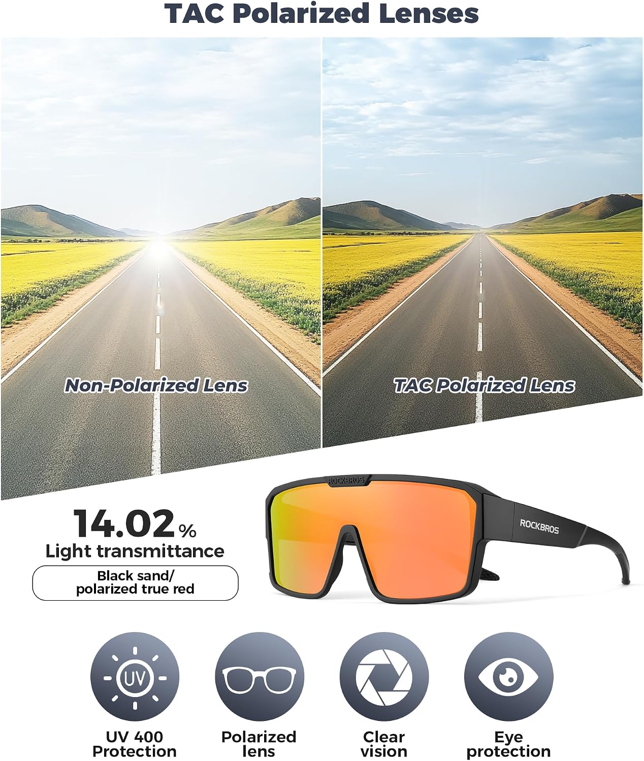 ROCKBROS Polarized Sunglasses Fit Over Glasses - Image 2