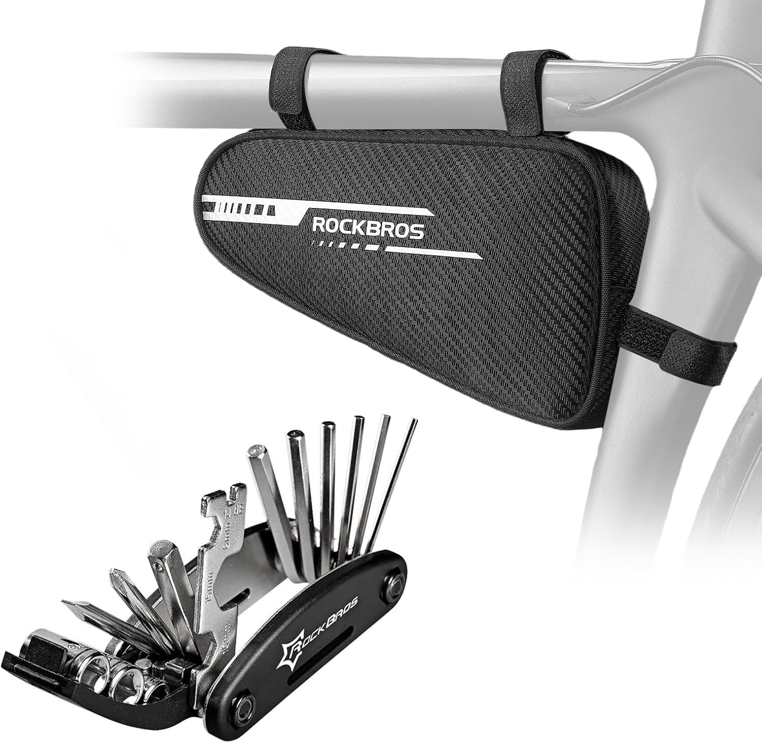 ROCKBROS Trail Fix Bundle – 16-in-1 Multi-Tool + Anti-Vibration Top Tube Bag