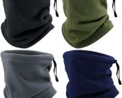SKHAOVS 4 Pcs Winter Fleece Neck Warmer Gaiter Thick Thermal, Snoods for Men Women, Winter Neck Warmer