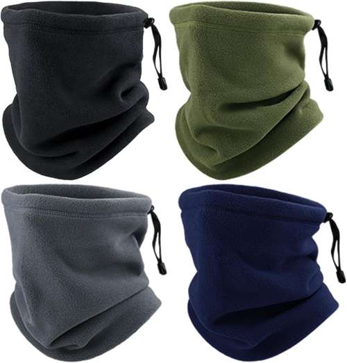 SKHAOVS 4 Pcs Winter Fleece Neck Warmer Gaiter Thick Thermal, Snoods for Men Women, Winter Neck Warmer
