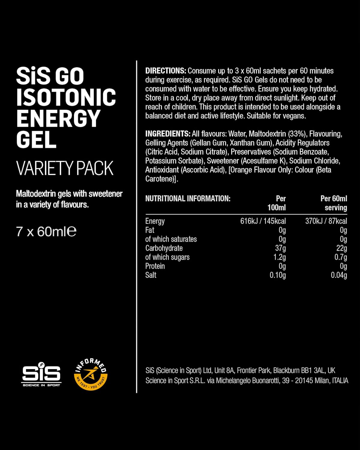 Science in Sport GO Isotonic Energy Gels Mixed Flavours - Image 2