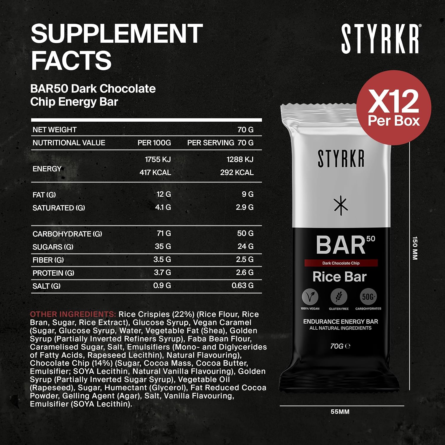 Styrkr BAR50 Energy Bars Cycling & Running 50g of Carbs - Image 2