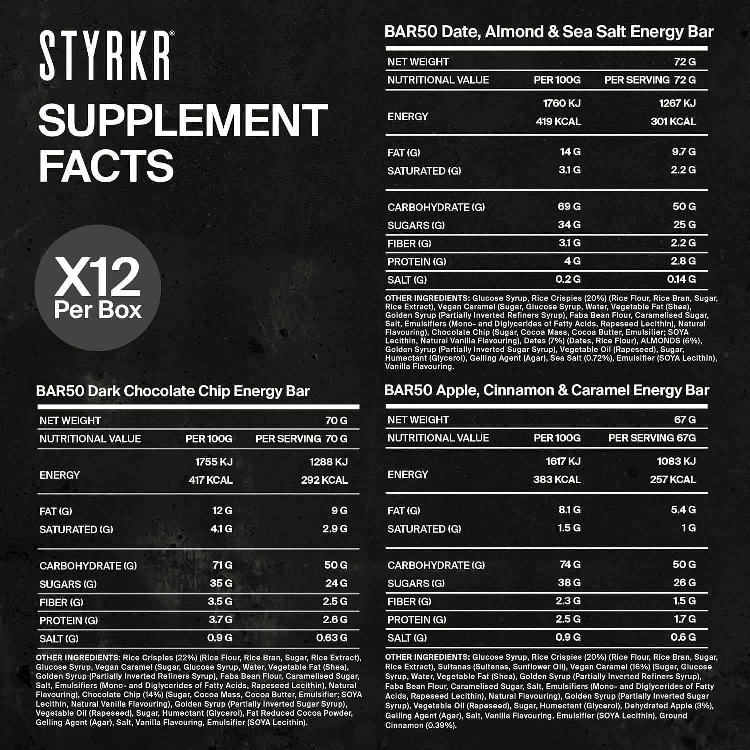 Styrkr BAR50 Energy Bars Cycling & Running - Mixed Flavours Pack - Image 2