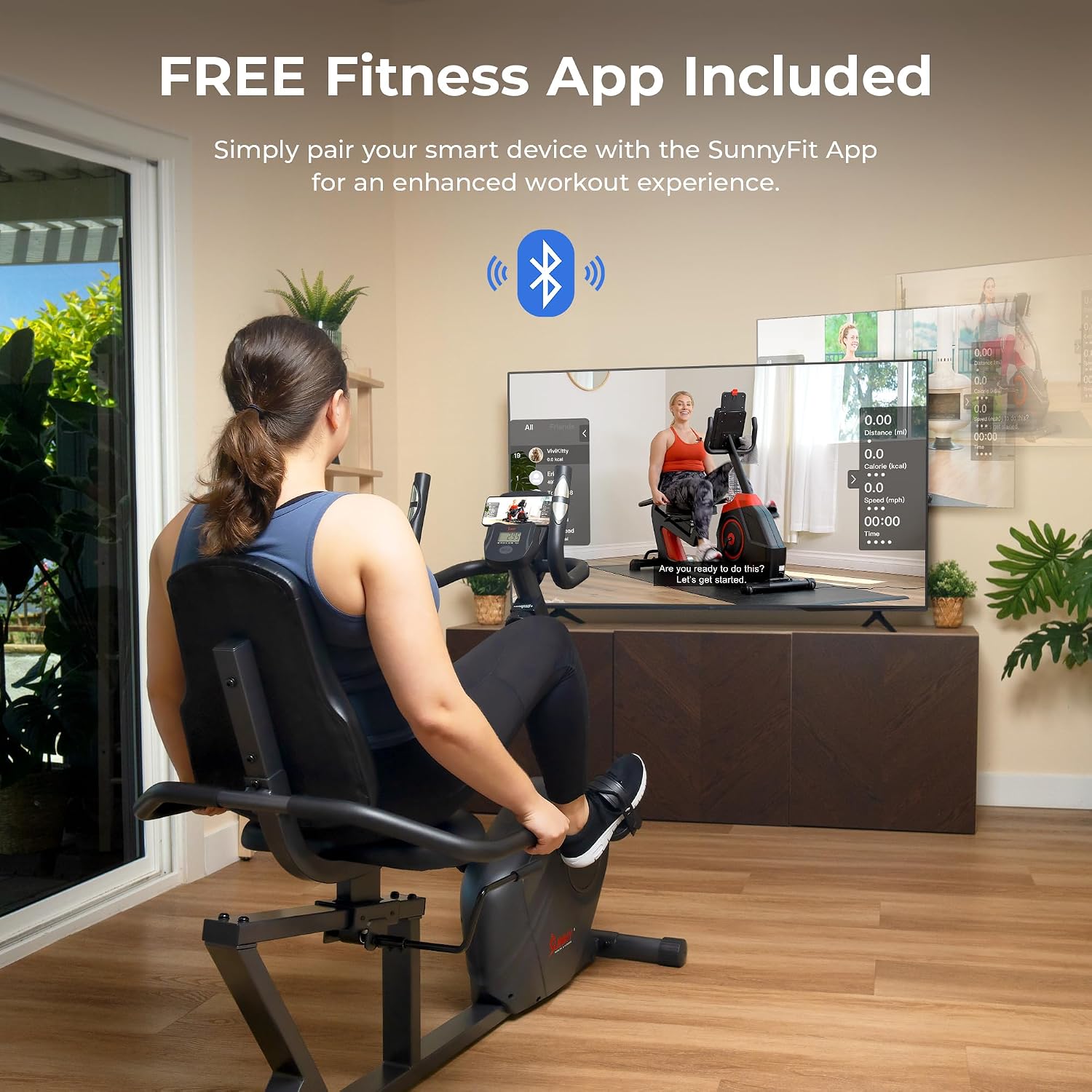 Sunny Health & Fitness Smart Recumbent Exercise Bike - Image 2