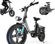 TWOFISH Folding Electric Bike for Adult, 16 * 4.0 Inch Fat Tire, 48v 13ah Removable Battery, 80-100km Long Range, Unlockable Speed Limit, 5 Speeds, Phone Holder, Height-Adjustable Handlebars and Seat