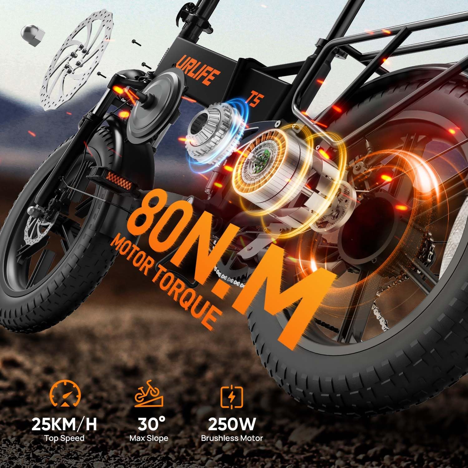 URLIFE Folding Electric Bike, 20 * 4.0 Inch Fat Tire E-Bike - Image 2