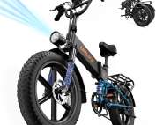 URLIFE Folding Electric Bike, 20 * 4.0 Inch Fat Tire E-Bike for Adult 48V 13AH Removable Battery, 80-100KM Long Range, Full Suspension for All Terrains, Electric Mountain Bike with LED