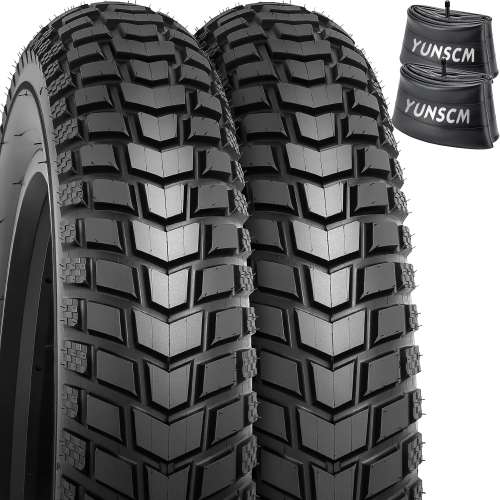 YunSCM 2Pcs Foldable 26 inch E-Bike Fat Tyres 26x4.0 Tires 98-559 Bicycle Tyres and 26" Inner Tubes AV Schrader Valve Compatible with 26x4.0 Electric Bike/Mountain/Road Bike Tyres & Tubes