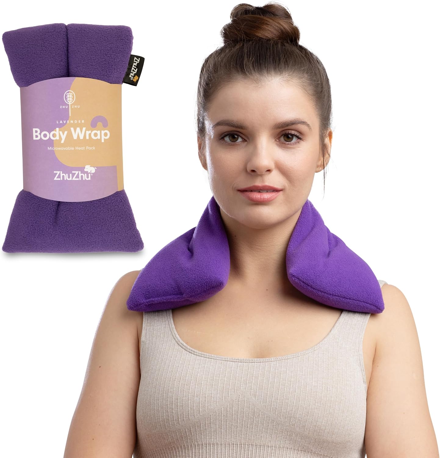 Zhu-Zhu Wheat Bags Microwavable Lavender Body Wrap Heat Pad, Purple Fleece